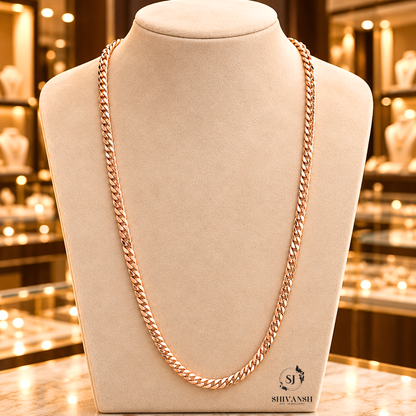 Rose Gold Curb Link Chain for Men | Premium Fashion Jewellery