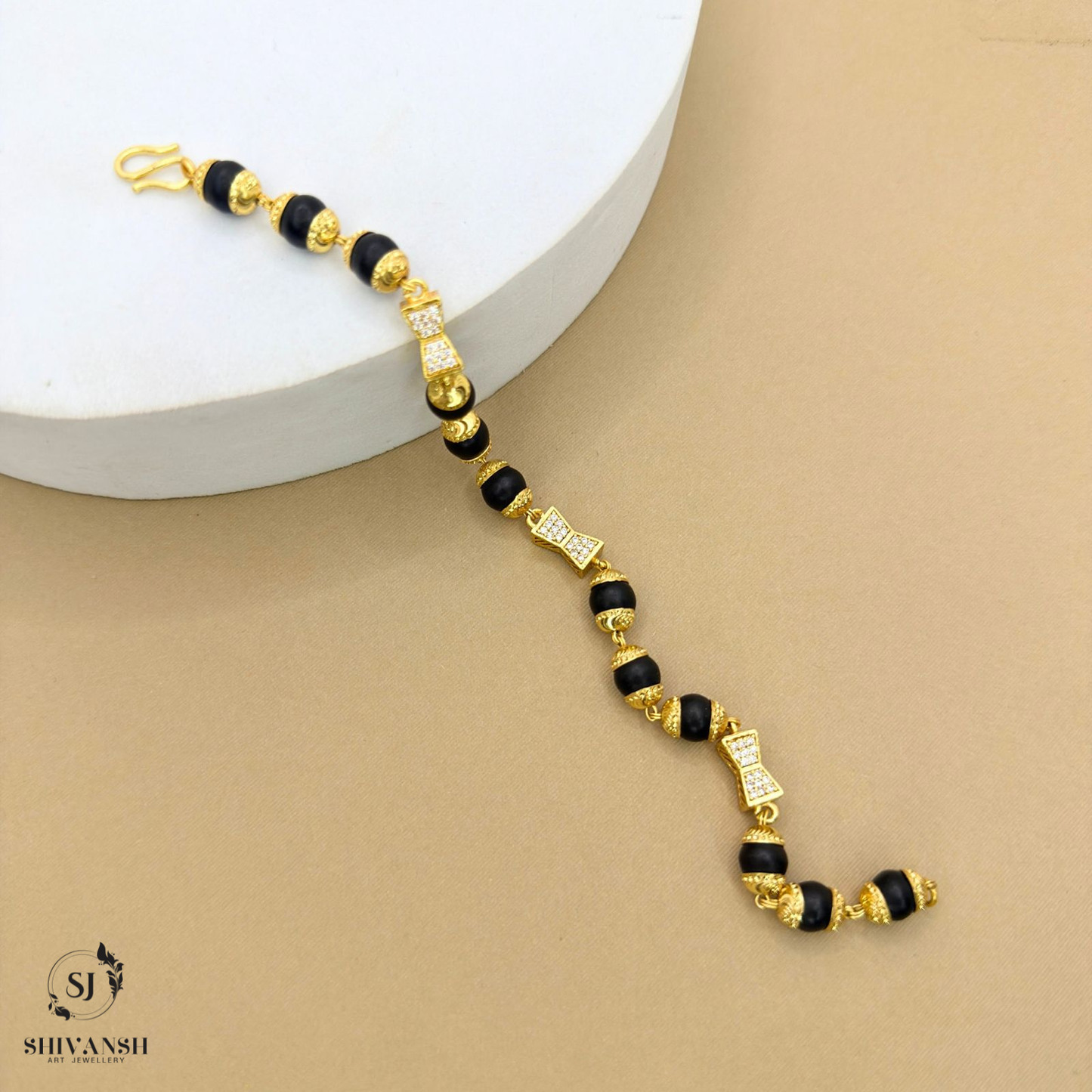 Gold Plated Diamond Beads Karungali Bracelet BR-05