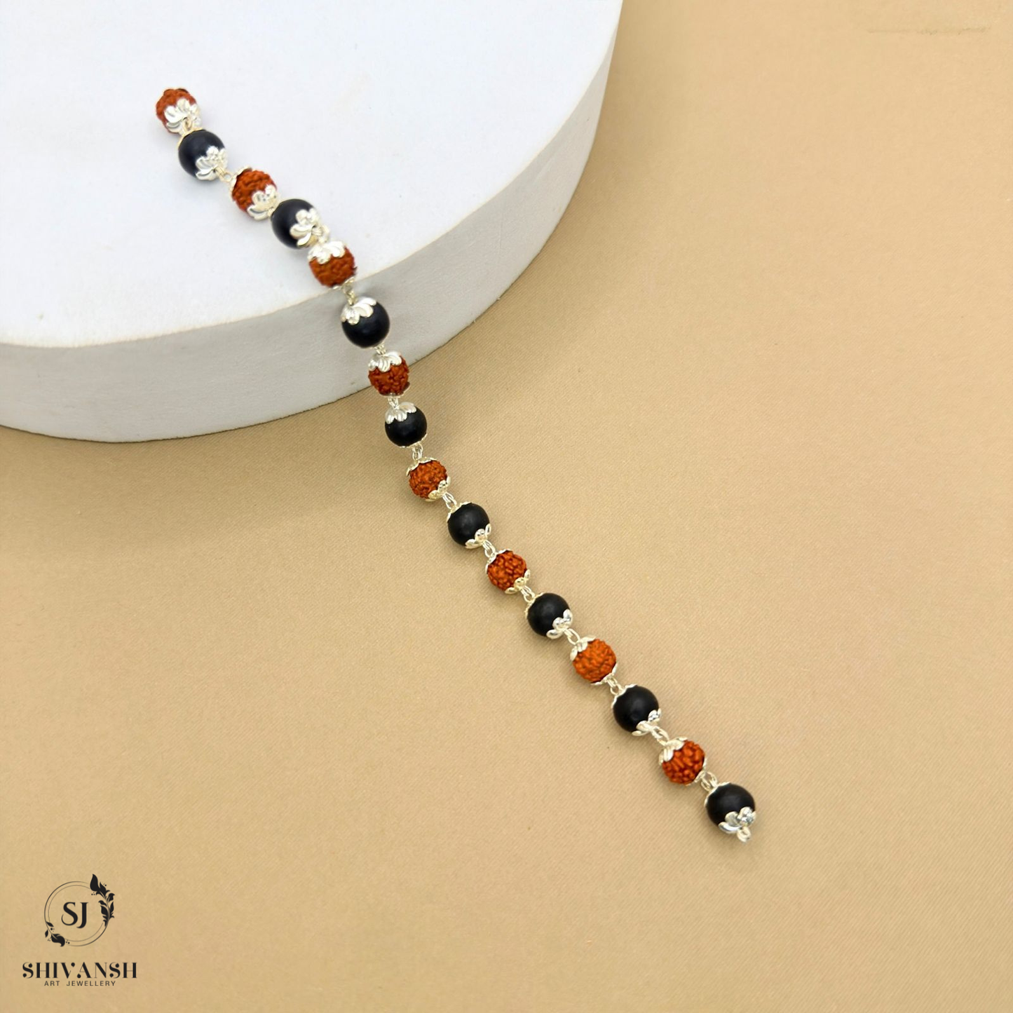 Silver Plated Rudraksha Karungali Bracelet