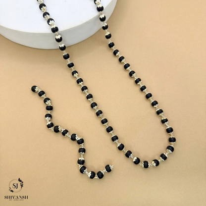 Silver Plated Karungali Mala + Karungali Bracelet Combo MB-03