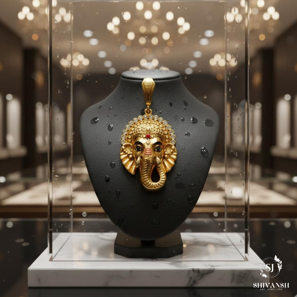 Exclusive Gold Plated Ganeshji Diamond Pendent