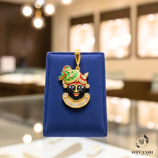 Classical Shreethji Pendant with Diamond and Meenakar