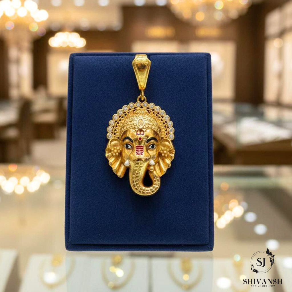 Exclusive Gold Plated Ganeshji Diamond Pendent