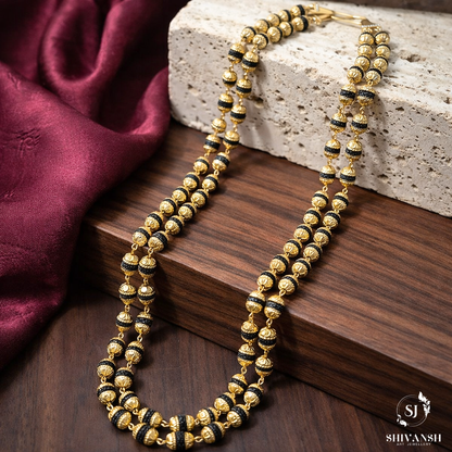 Classical Two Line Gold Plated Rudraksha Mala