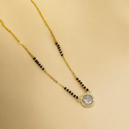 Gold Plated Solitaire Mangalsutra with CZ Pendant