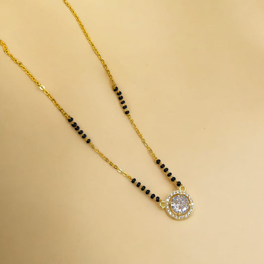Gold Plated Solitaire Mangalsutra with CZ Pendant