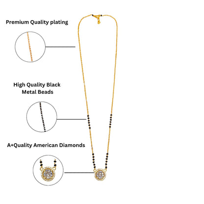 Gold Plated Solitaire Mangalsutra with CZ Pendant
