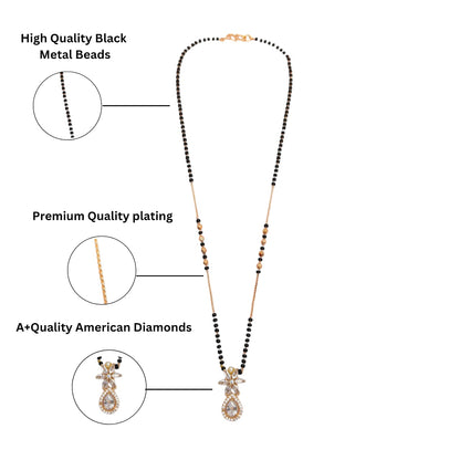 Floral Teardrop CZ Pendant Gold Mangalsutra