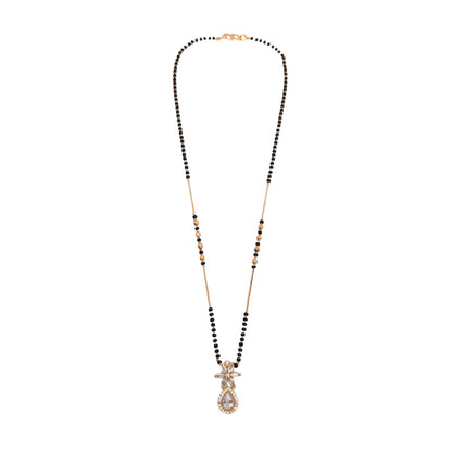 Floral Teardrop CZ Pendant Gold Mangalsutra