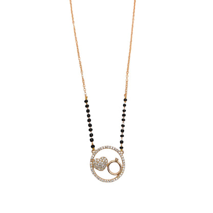 Heart & Ring Pendant Gold Mangalsutra with CZ Stones