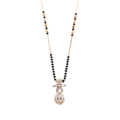 Floral Teardrop CZ Pendant Gold Mangalsutra