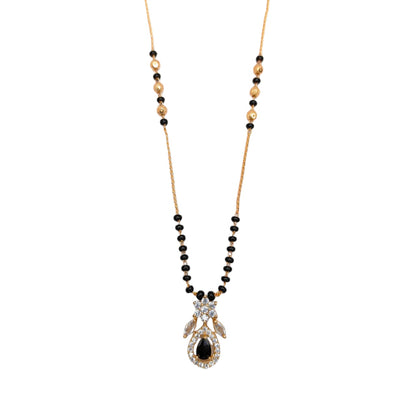 Classic Gold Plated Mangalsutra with Black Stone Pendant