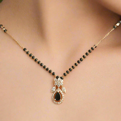 Classic Gold Plated Mangalsutra with Black Stone Pendant
