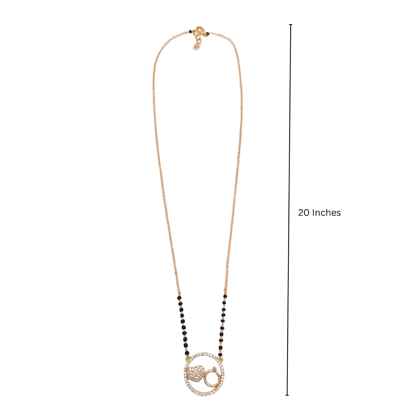 Heart & Ring Pendant Gold Mangalsutra with CZ Stones