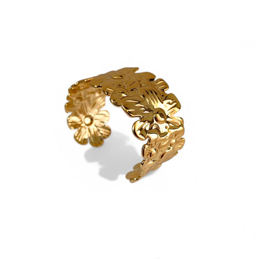FLOWRAL ADJUSTABLE BRASS CUFF