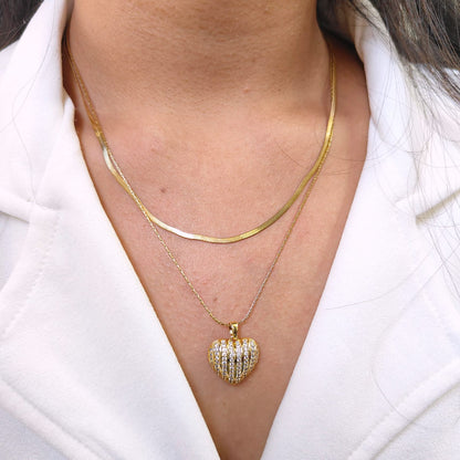DIAMOND HEART TWO LAYER NECKLACE