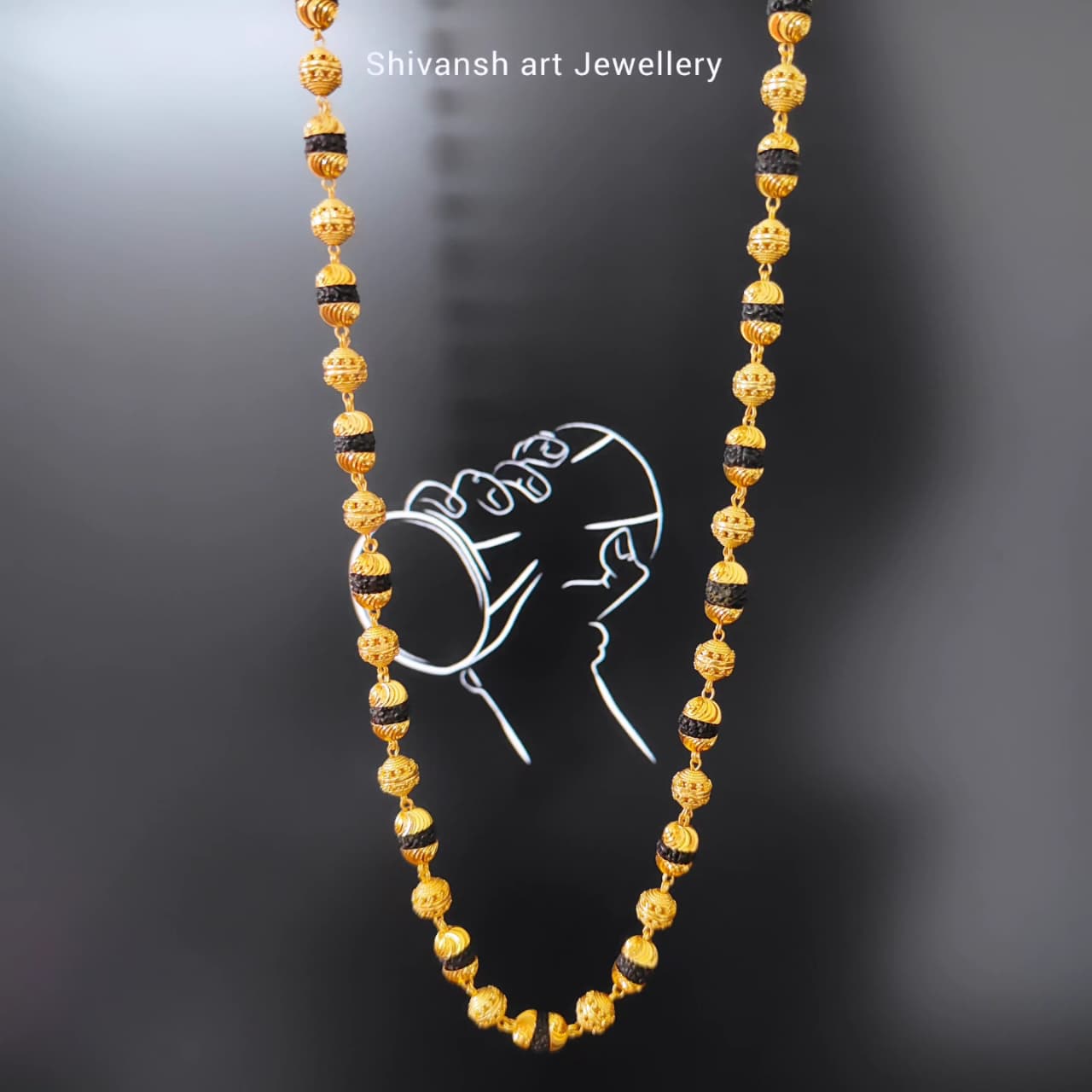 Classical Gold Plated One By One Rudraksha Mala - Shivansh art jewellery