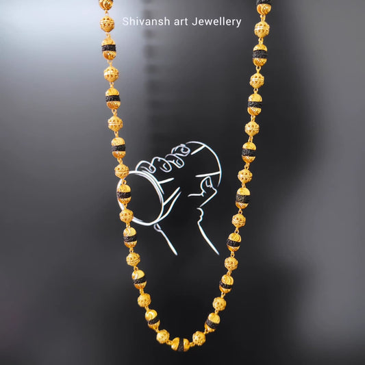 Classical Gold Plated One By One Rudraksha Mala - Shivansh art jewellery