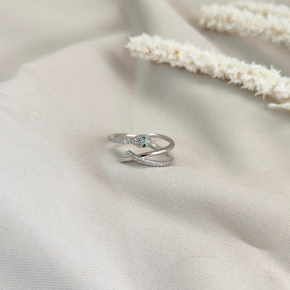 CROSS LINE SILVER SNAKE RING 431