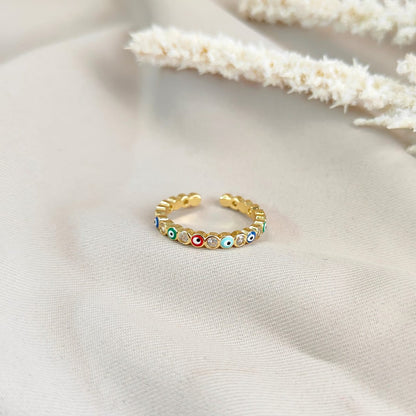 MULTICOLOR EVIL EYE RING 75