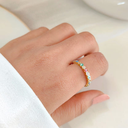 MULTICOLOR EVIL EYE RING 75