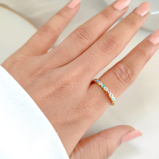 MULTICOLOR EVIL EYE RING 75