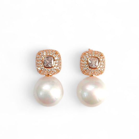 ROSEGOLD PEARL DROP STUD 191