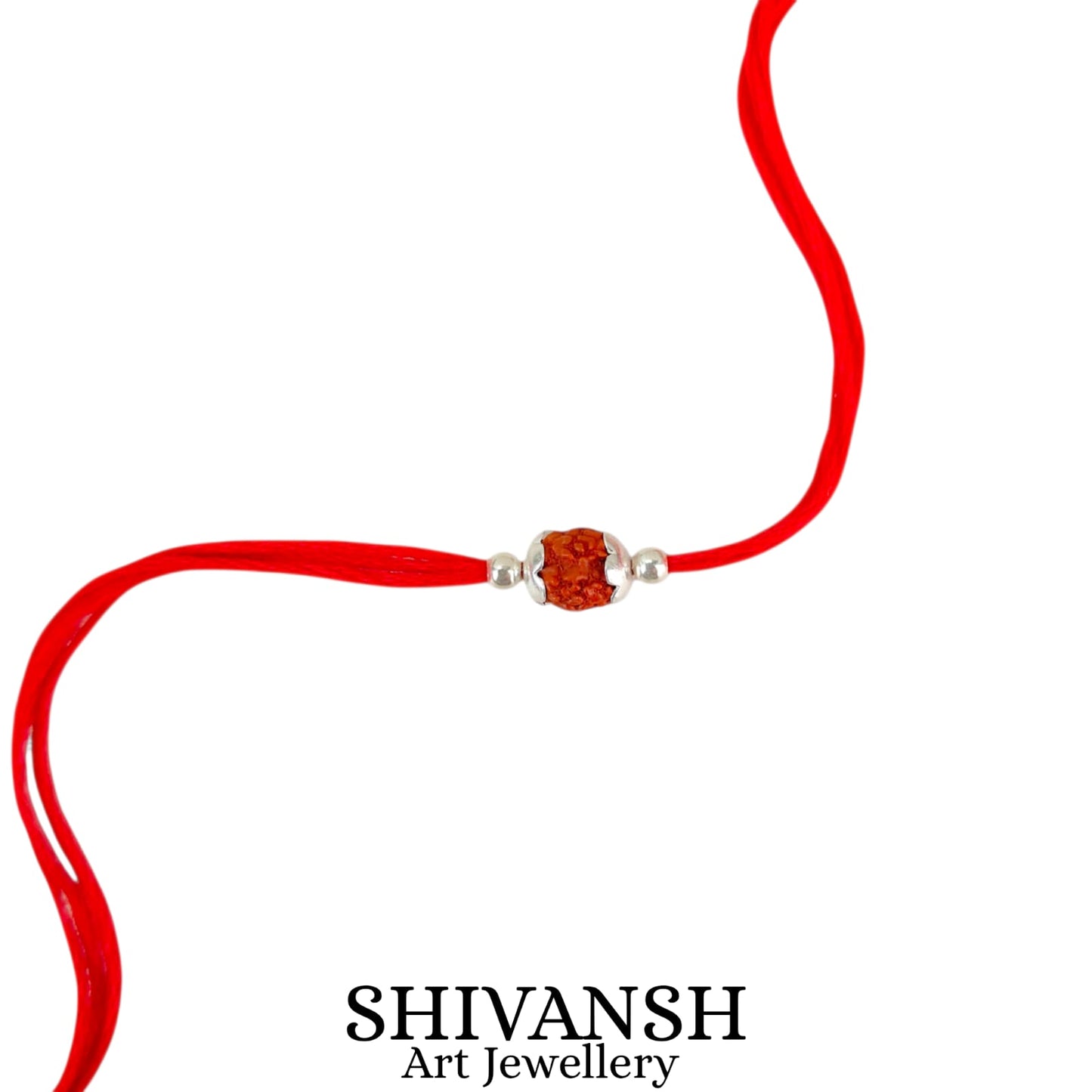 Single Rudraksha 92.5 Sterling Silver Rakhi