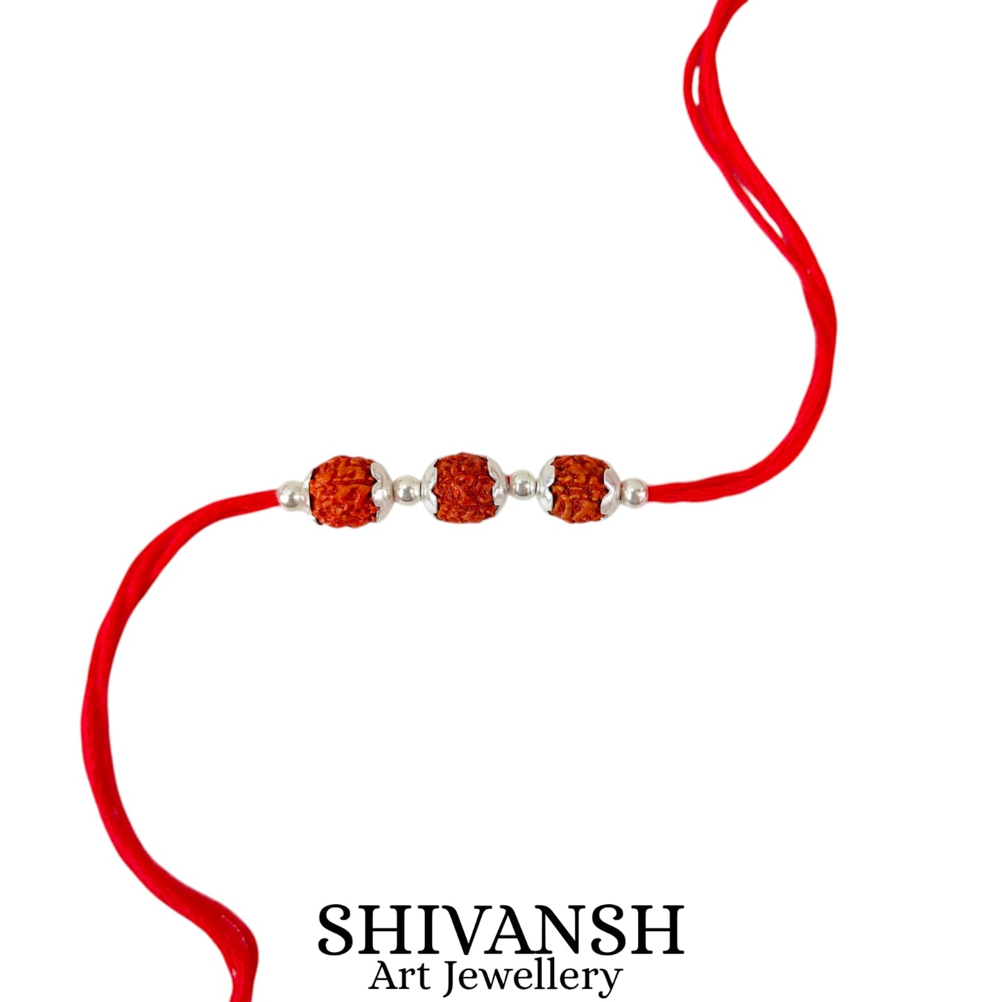 Three Rudraksha 92.5 Sterling Silver Rakhi