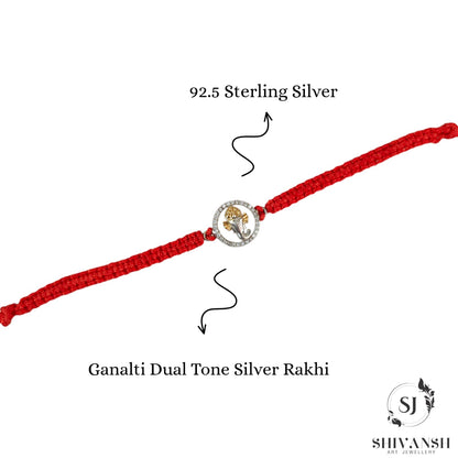 92.5 Sterling Silver Dual Tone Ganesha Rakhi
