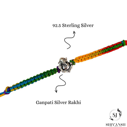 92.5 Sterling Silver Oxidised Ganpati Rakhi