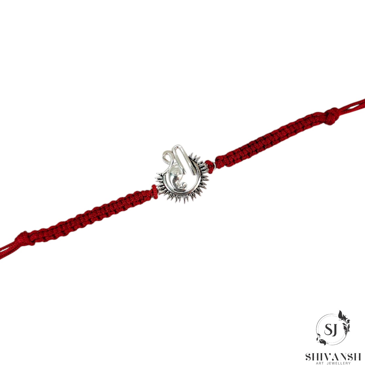 92.5 Sterling Silver Shree with Ganpati Face Rakhi