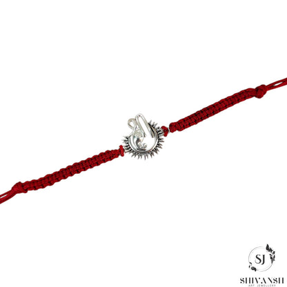 92.5 Sterling Silver Shree with Ganpati Face Rakhi
