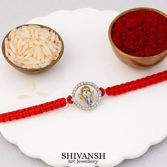 92.5 Sterling Silver Dual Tone Ganesha Rakhi