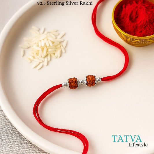 Double Rudraksha 92.5 Sterling Silver Rakhi