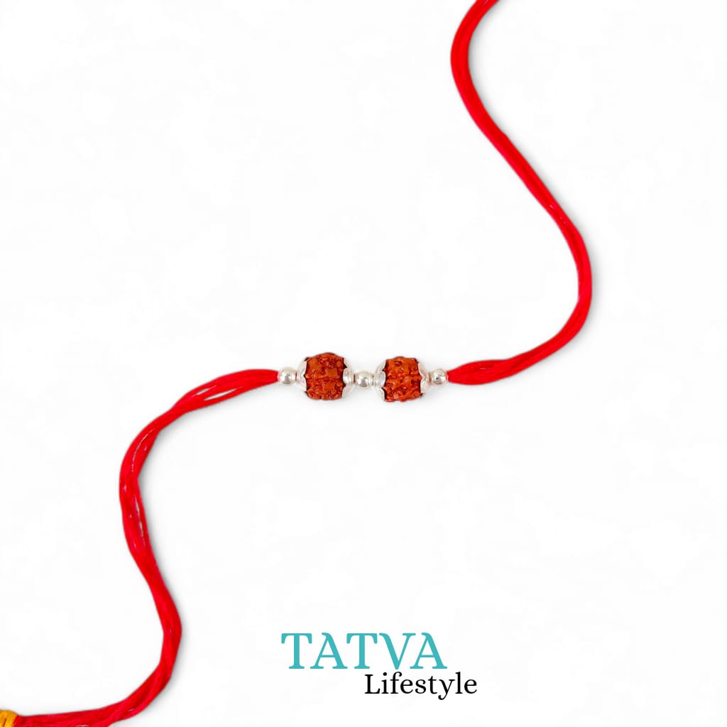 Double Rudraksha 92.5 Sterling Silver Rakhi