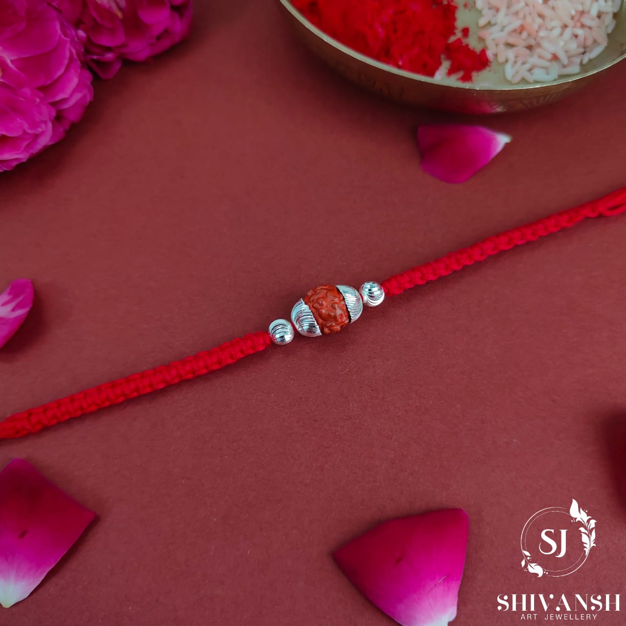 92.5 Sterling Silver Rudraksha Rakhi