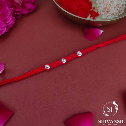 92.5 Sterling Silver Triple Bead Rakhi