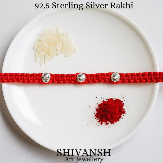 92.5 Sterling Silver Triple Bead Rakhi