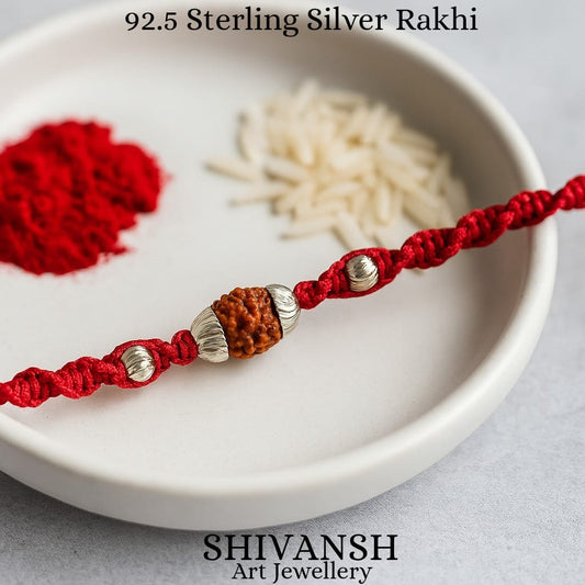 Exclusive 92.5 Sterling Silver Rakhi with Silver Ball
