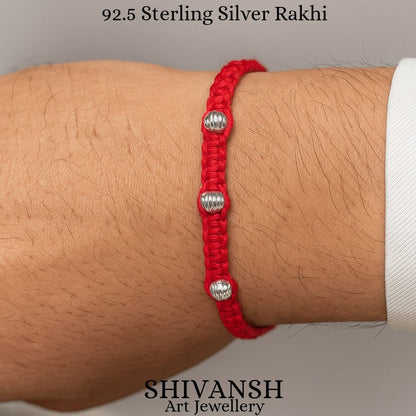 92.5 Sterling Silver Triple Bead Rakhi