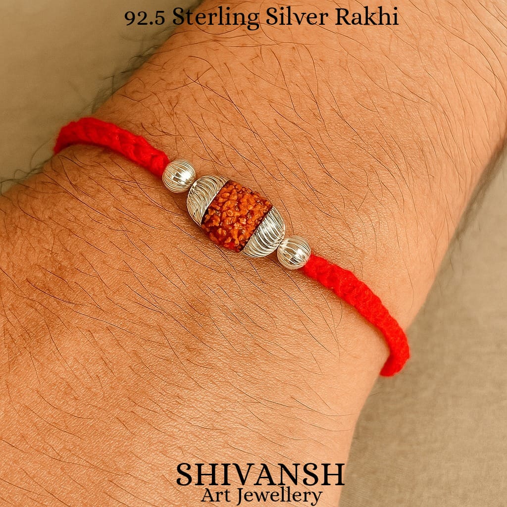 92.5 Sterling Silver Rudraksha Rakhi