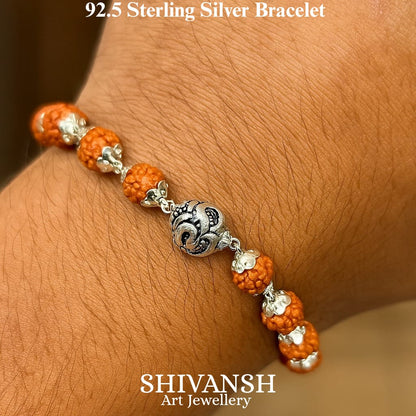 92.5 Sterling Silver Om Rudraksha Bracelet Rakhi