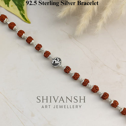 92.5 Sterling Silver Om Rudraksha Bracelet Rakhi