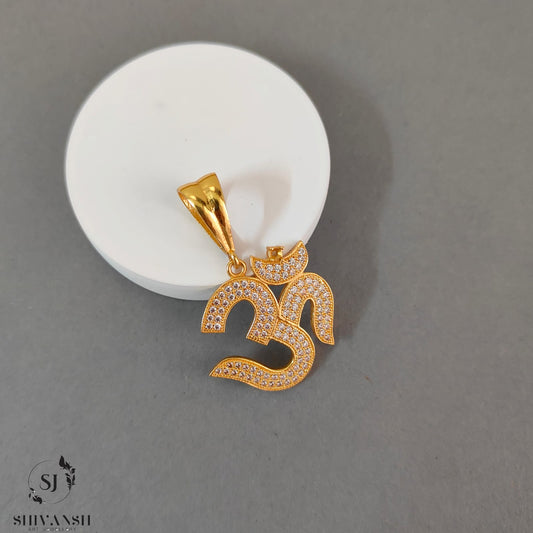 Classical Gold Plated Om Diamond Pendent