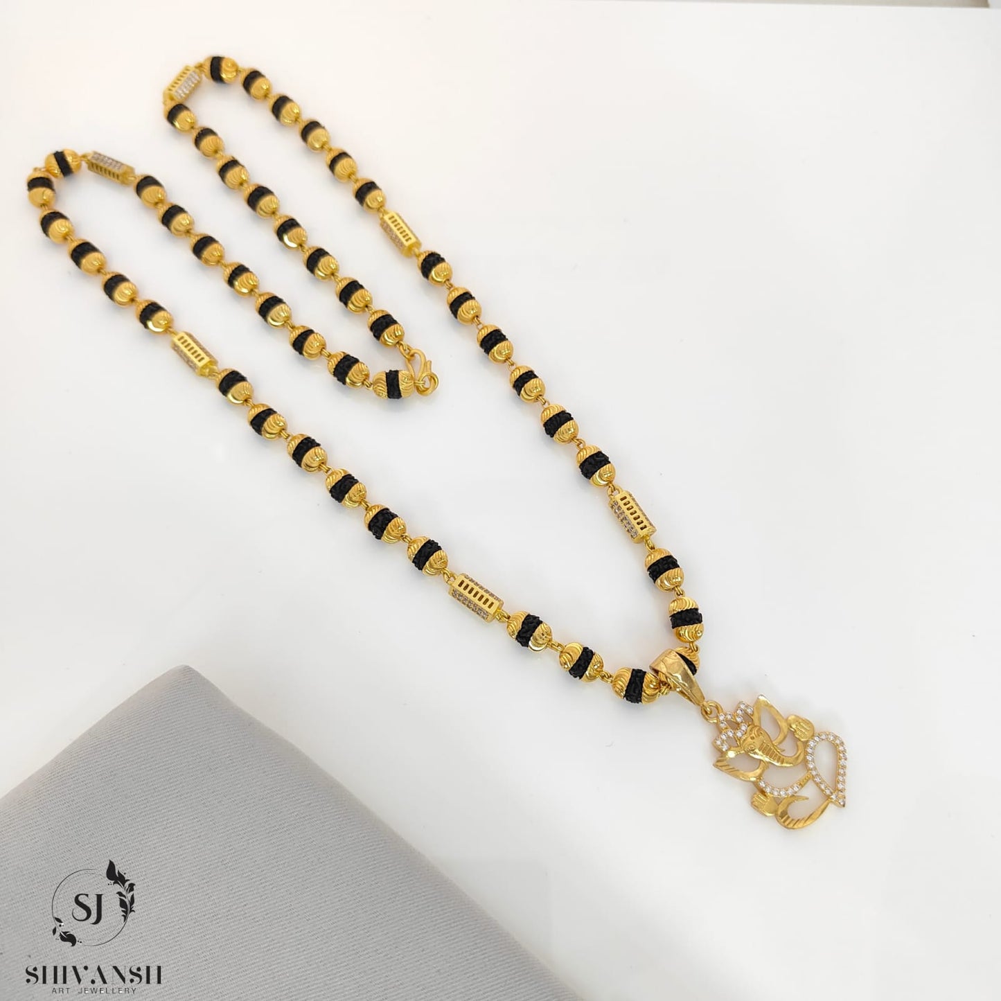 Exclusive Gold Plated Rudraksha Mala with Ganpati Pendent