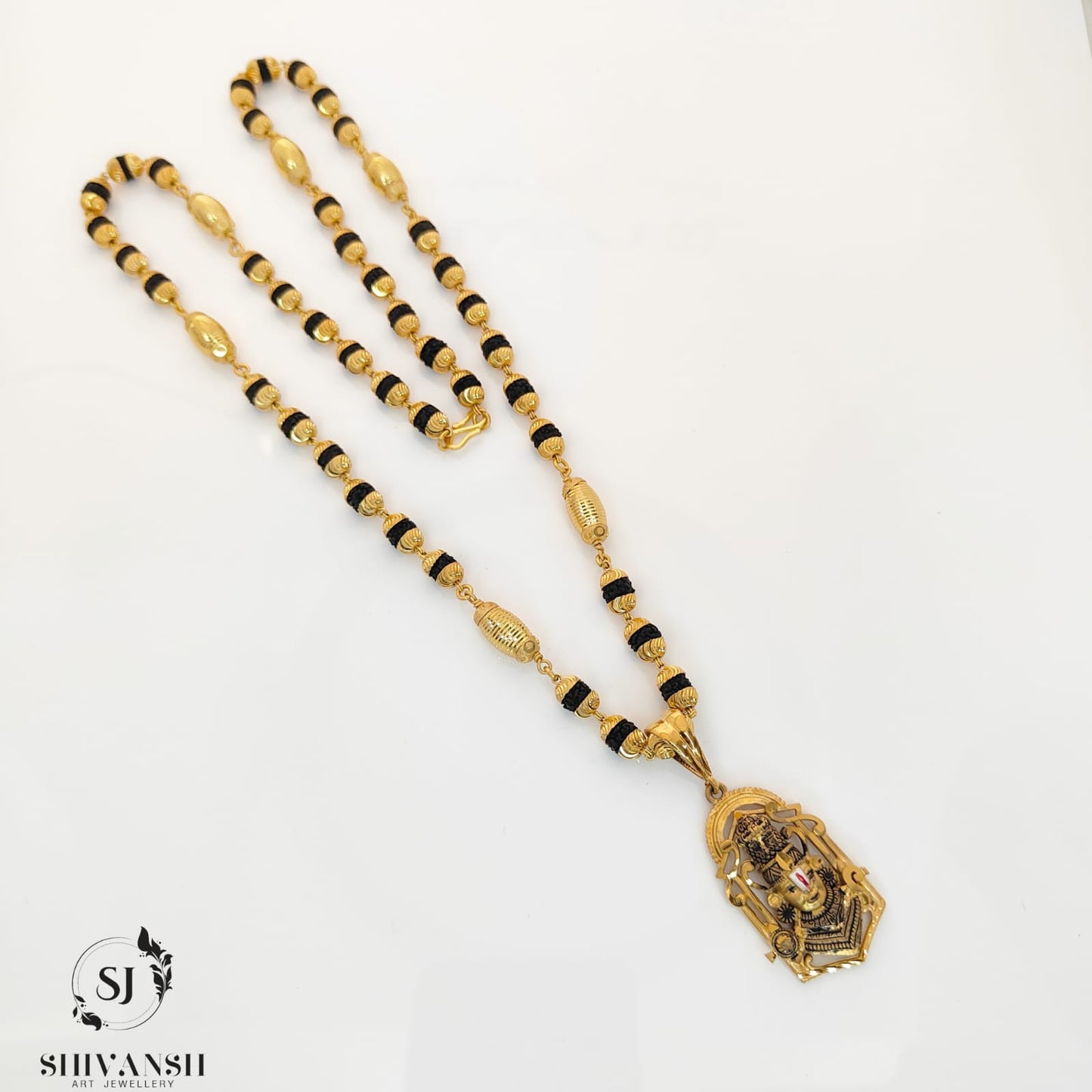 Exclusive Gold Plated Rudraksha Mala with Tirupati Pendent