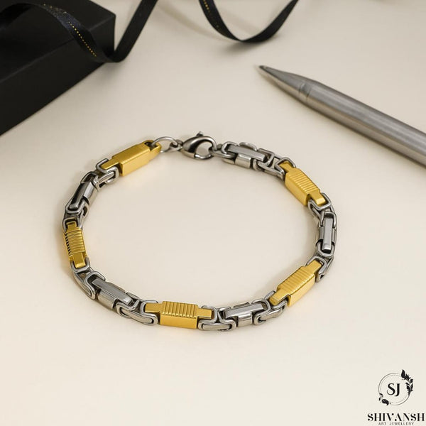 Trendy Dual Tone Stainless Steel Bracelet for Men