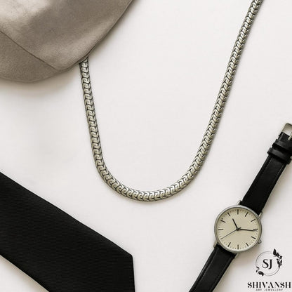 Men’s Silver Plated Flat Chain