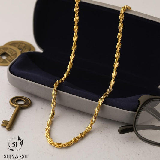 Stylish Twisted Design Gold Plated Chain for Men